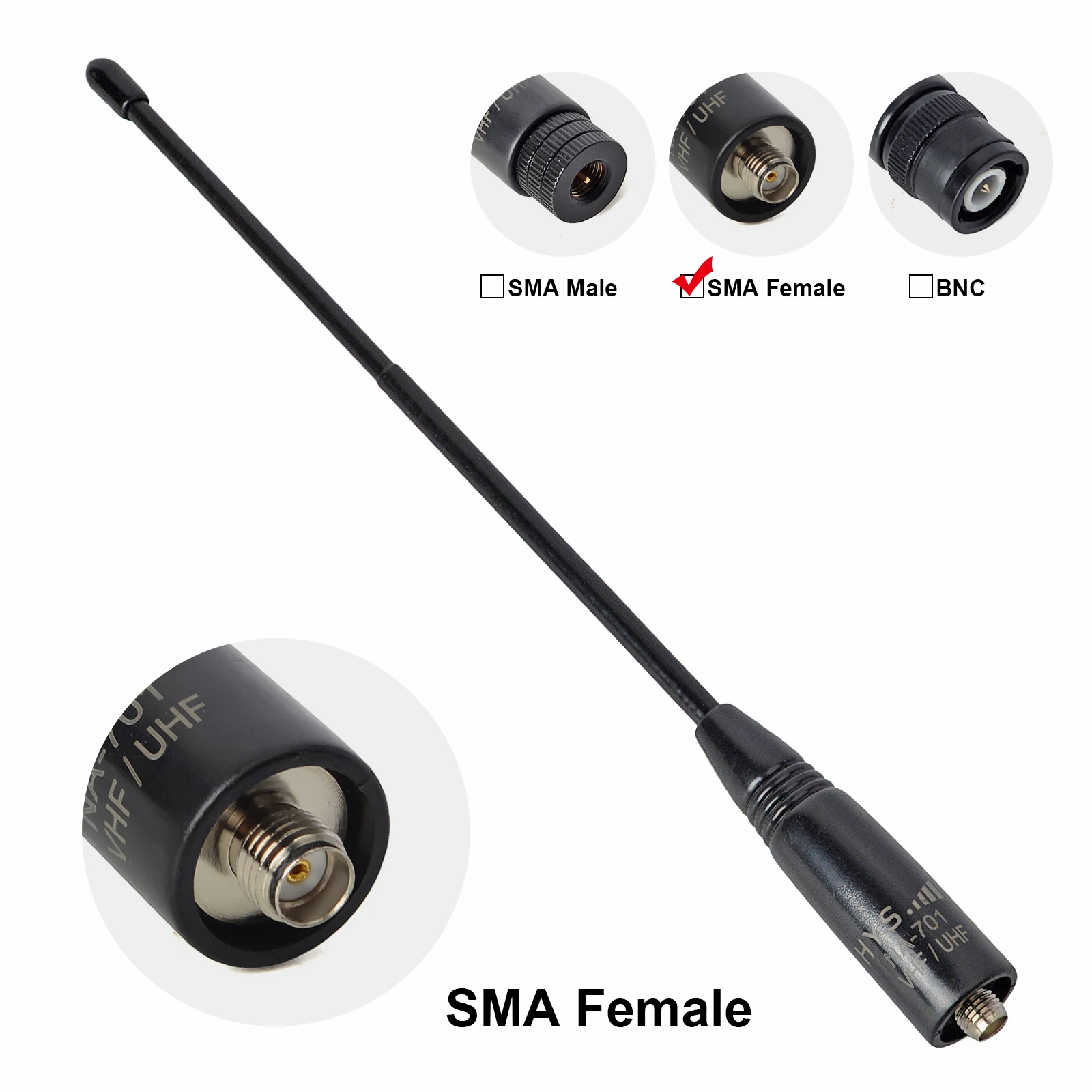 NA-701 VHF/UHF (144/430 MHz) 2 Meter 70 cm Peitschenantenne SMA-Buchse für Baofeng BF-888S BF-UV5R BF-UV82 GT-3 BF-F8HP Handradios Image