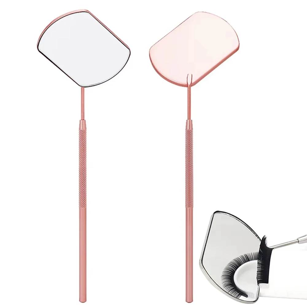 2-teiliges Pfropfen von Wimpernverlängerungen, Überprüfspiegel, spezialisierter Kosmetikspiegel aus Edelstahl, tragbare Make-up-Hilfsmittel-Werkzeuge