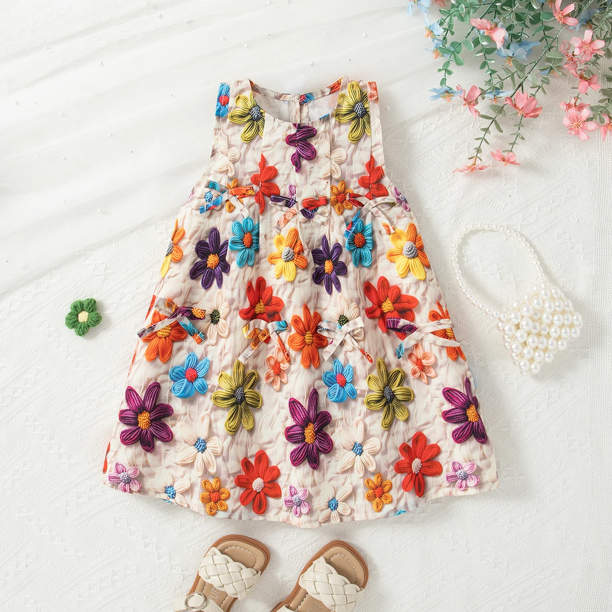 Baby Mädchen Kleid Sommer Mädchen Blume Ärmelloses Prinzessin Kleid Kinder Geburtstag Kleider für Mädchen Image