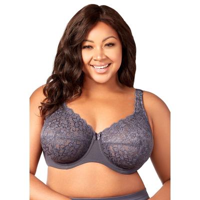 Plus Size Women's Lacey Curves Underwire Bra by Elila in Steel Grey (Size 42 J)