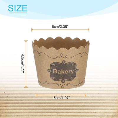 100Pcs Paper Baking Cups Brown Kraft Paper Muffins Liner Cupcake Bakery