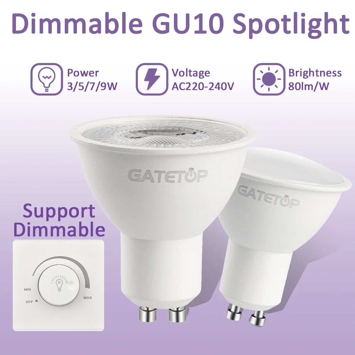 5 Stück GU10 LED-Lampen dimmbar, 50 W Halogen-Äquivalent 220 V Strahler 120 ° 38 ° Spot Light Track Light Einbauleuchte