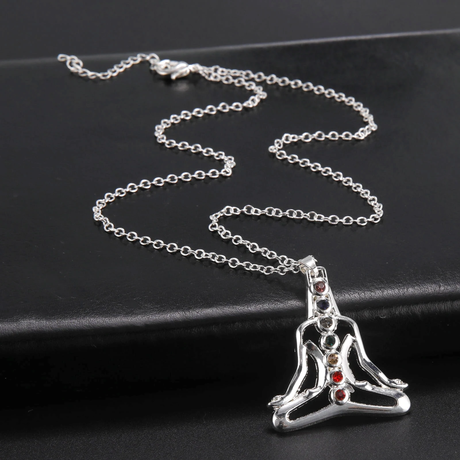 Sieben Chakra Reiki Yoga Buddha Heilung Meditation Halskette für Frauen 7-Farben-Kristall Zirkon Anhänger Schmuck Zubehör Geschenke Image