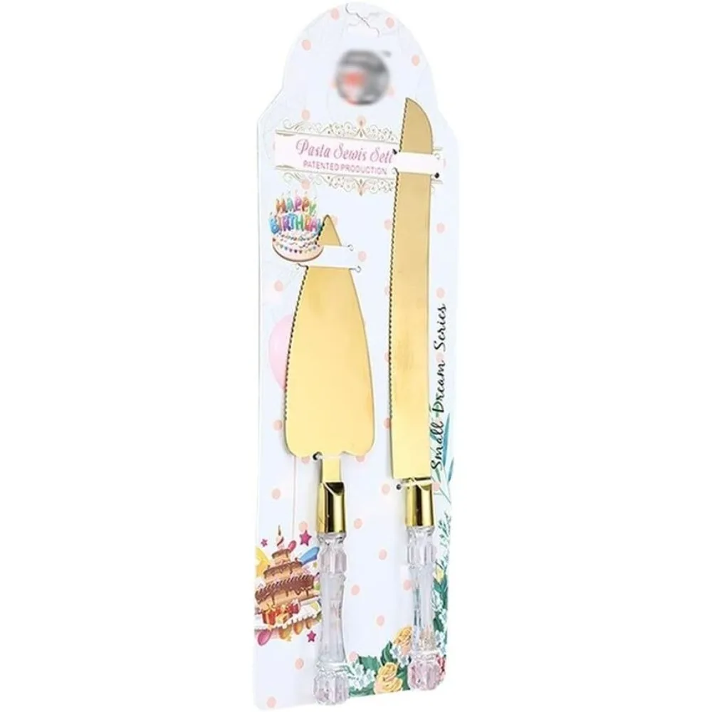 2-teilig – Edelstahl-Kuchenschaufel-Server-Set, Western-Käse-Brotmesser zum Backen von Kuchen, Hochzeit, Geburtstag, Feier Image
