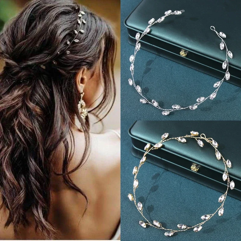 Kristall Strass Stirnbänder Diademe Haar bänder für Frauen Braut Braut Party Hochzeit Haarschmuck Schmuck Rebe Band Stirnband Image