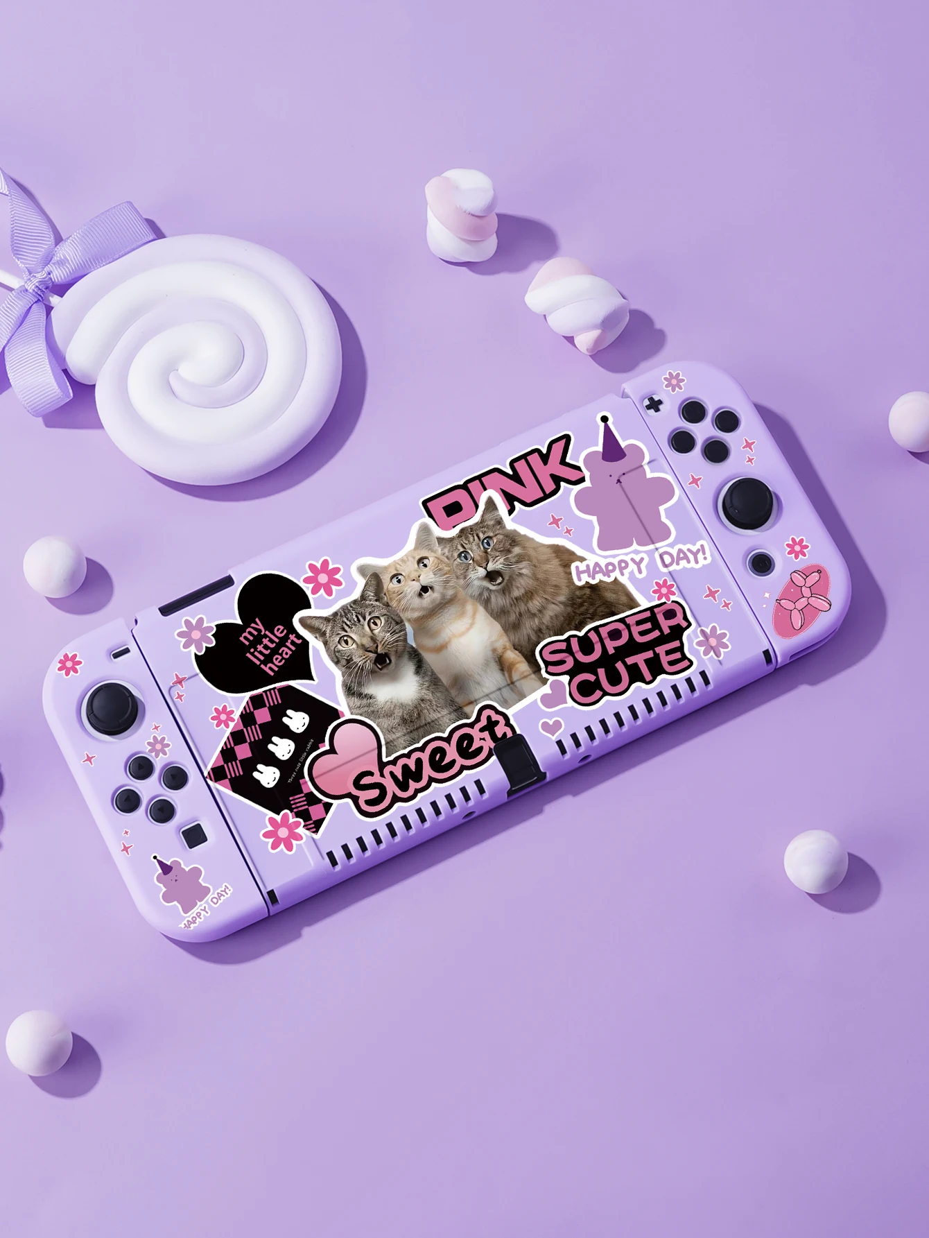 Süße Katze Fall für Nintendo Switch oled, ns Spiel zubehör, Hand trennbare Schale für ns Joycon, Panda Switch oled Abdeckung Image