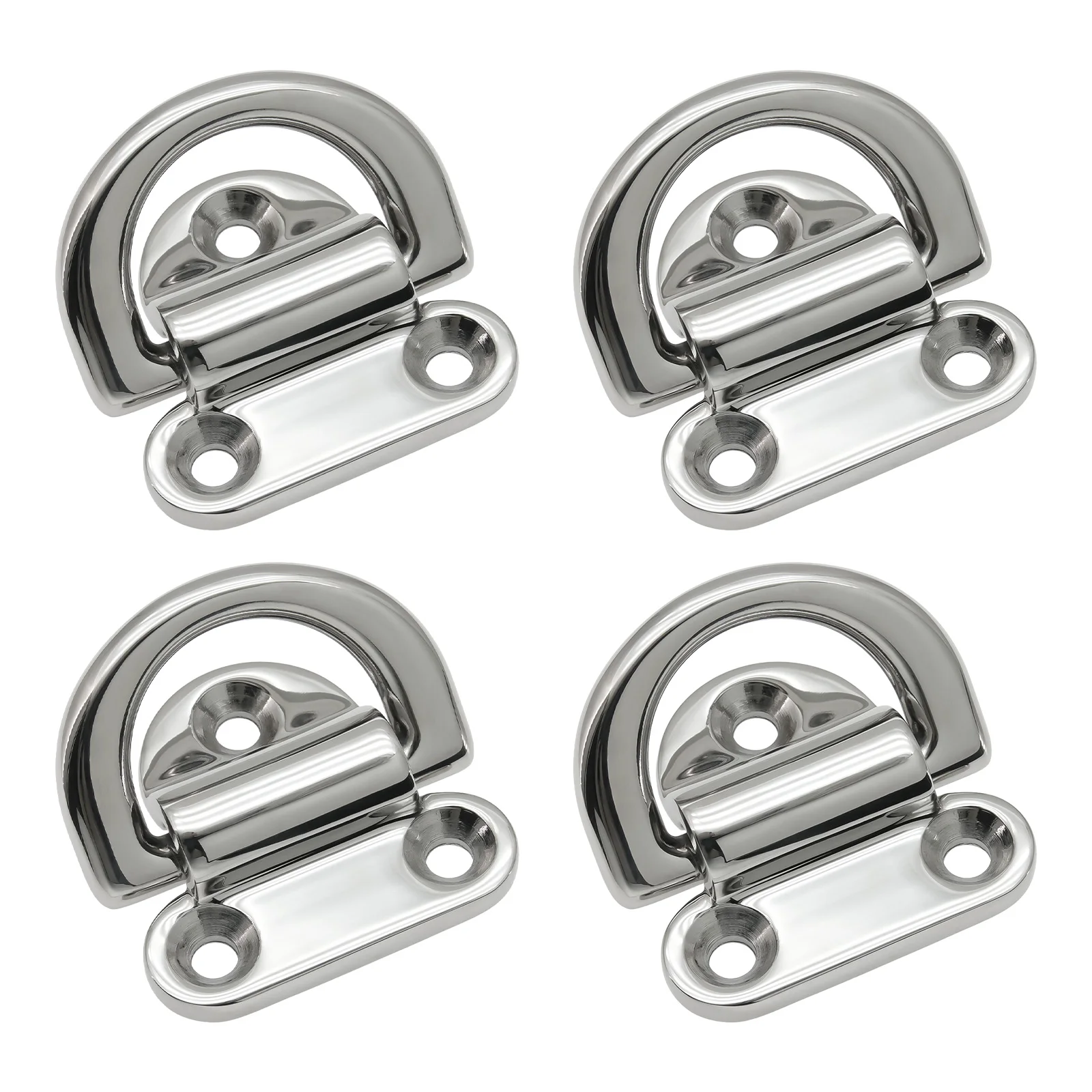 Faltpolster-Augendeck-Zurrring, D-Ring mit Platte, Edelstahl 316, 6 mm/8 mm, 10 mm, hochglanzpoliertes Marine-Dressing-Deck Image