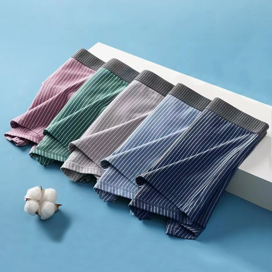 5pcs Boxershorts Herren unterwäsche sexy Höschen Baumwolle gestreifte Mann Unterhose männliche Boxer homme u konvexe Dessous versand kostenfrei