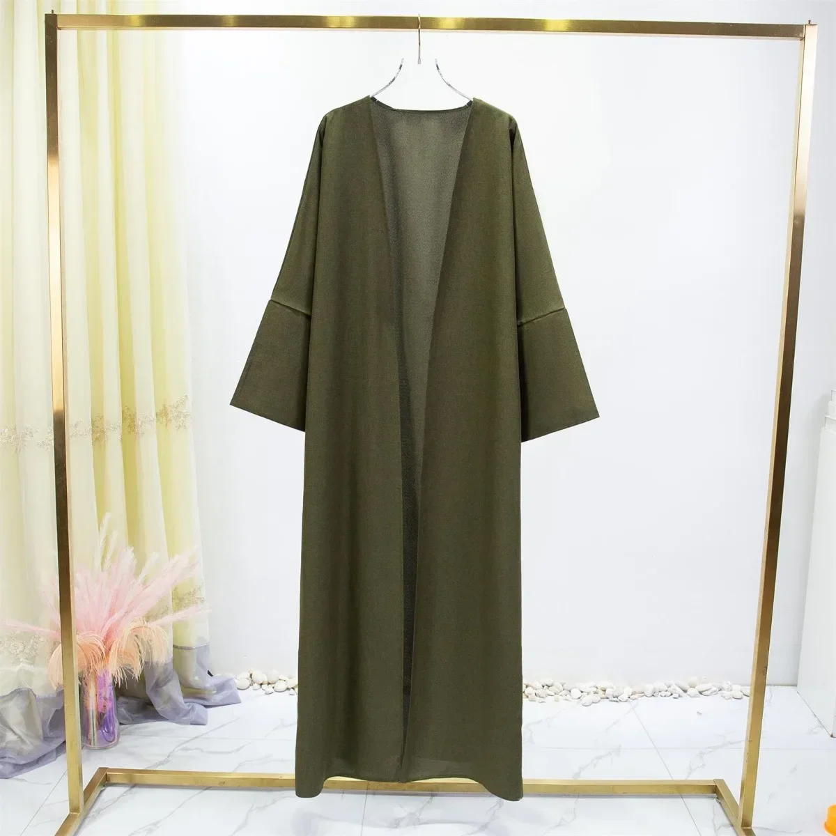 Muslimische offene Front Abayas solide Langarm Maxi Länge Kleid Damen bekleidung Strickjacke Abayas Wearout Kaftans Frauen Jilbabs Image