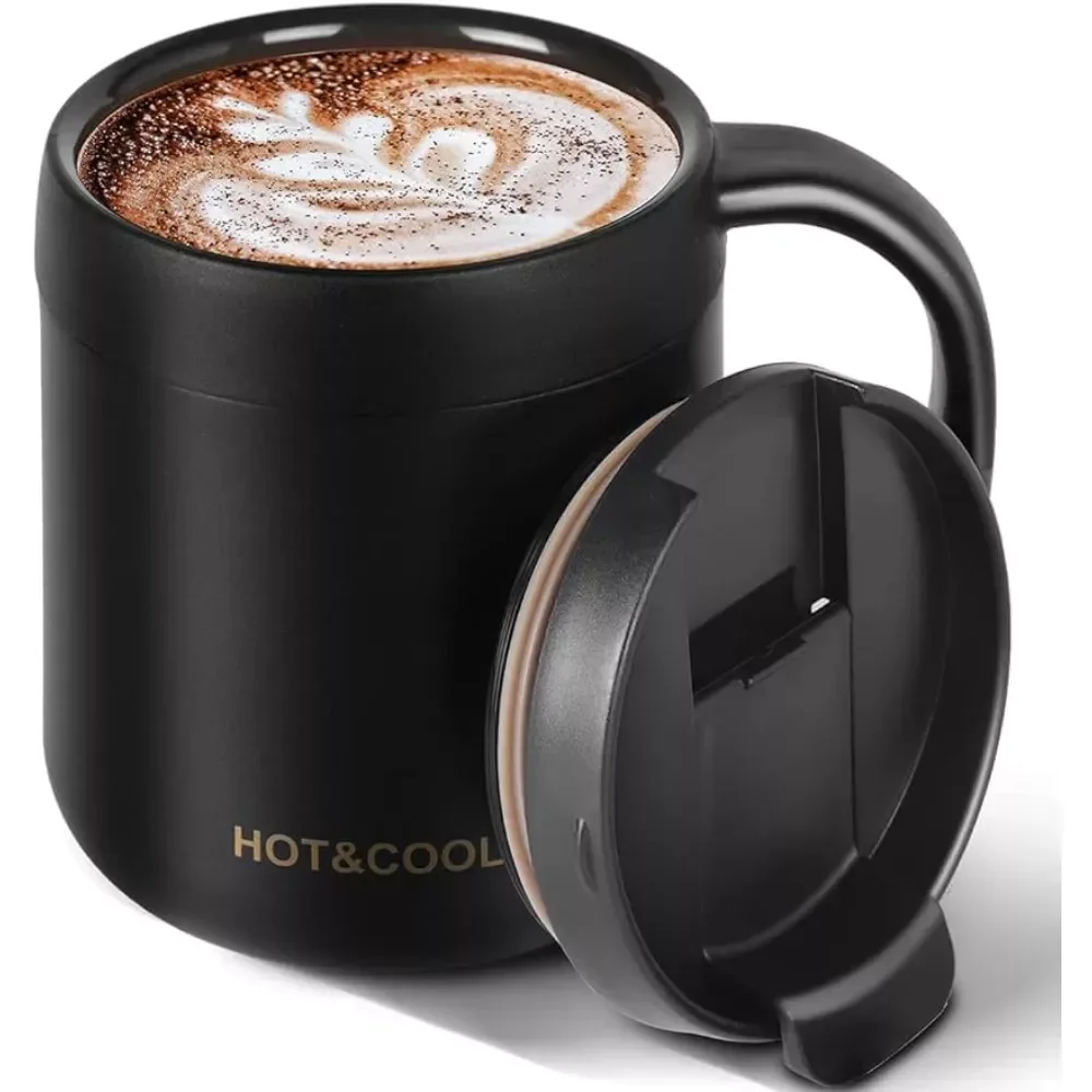 350ml/550ml Kaffeetasse isolierte Kaffeetasse mit Griff Edelstahl Kaffeetasse mit Lippen Kaffee becher Thermoskanne Tee tassen Image