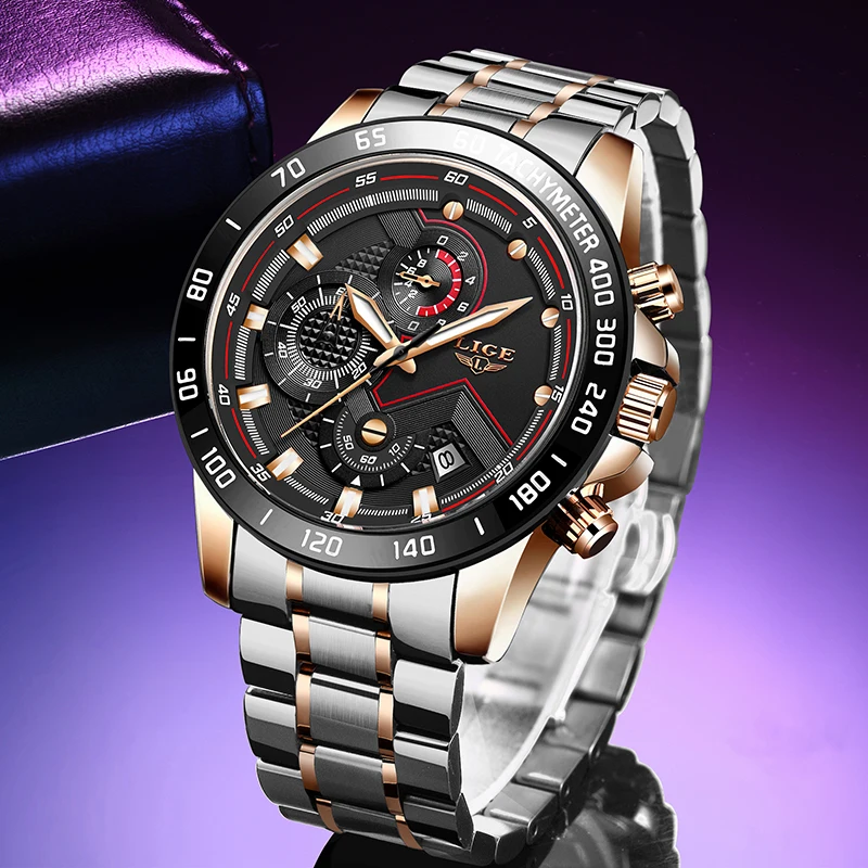 2023 neue LIGE Mode Herren Uhren Edelstahl Top Marke Luxus Sport Chronograph Quarz Mit Uhr Für Männer Relogio Masculino Image
