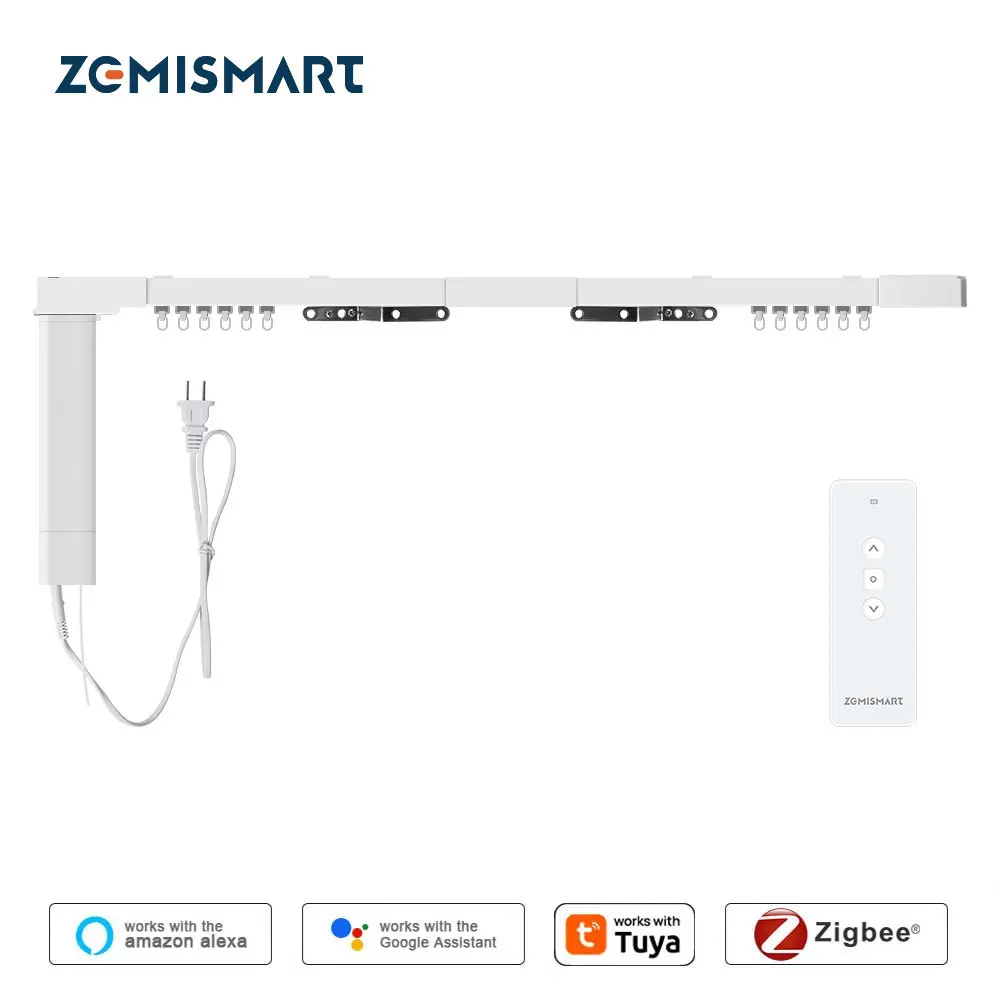 Zemismart Zigbee 3.0 Smart Curtain Track funktioniert mit Tuya Zigbee Hub SmartThings Alexa Google Home Assistant elektrische Vorhänge Image