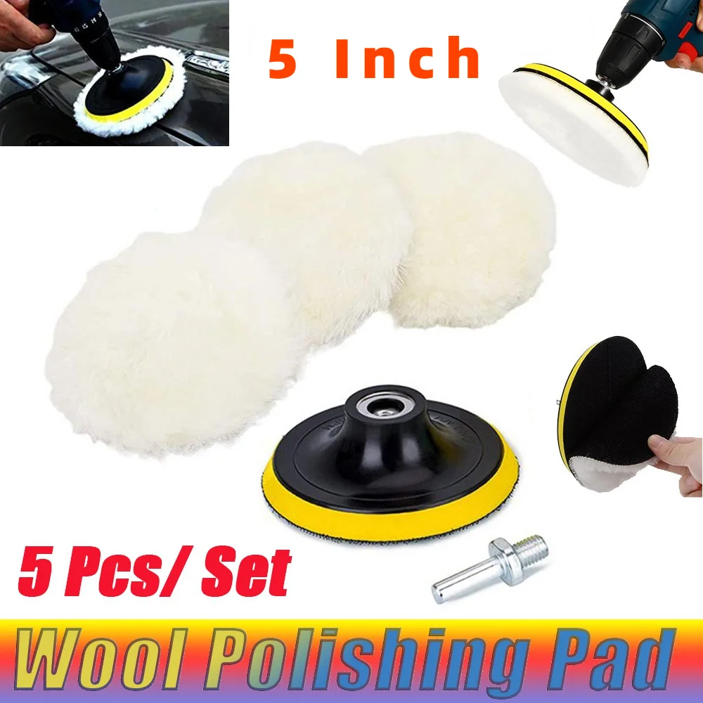 5 teile/satz 5 Zoll Auto Polieren Wachsen Polieren Rad Pad Auto Polierer Kit für Auto Auto Lack pflege Auto-Styling Image