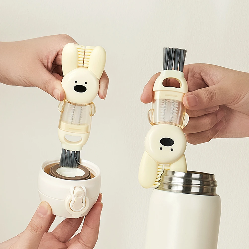 Reinigungsbürste für Tassendeckel, 4-in-1, tragbar, multifunktional, für Flaschen, Mundkappe, Tassenbürste, Becher, Reinigung von Wasserflaschen, Fugenbürste Image