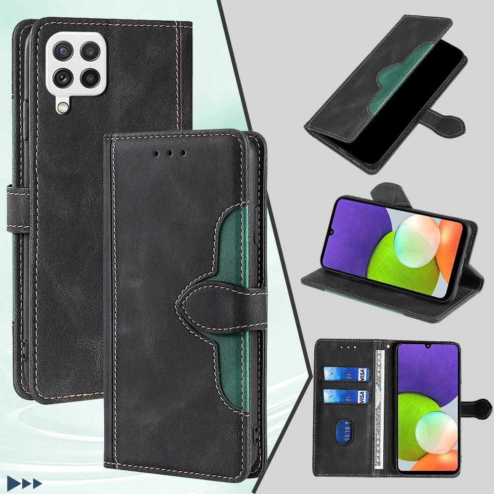 Kontrastierende Farbe Magnets chnalle Handy hülle für Samsung Galaxy A51 A71 A12 A22 A22S A32 A42 A52 A52S A72 Karten fächer im Buchs til