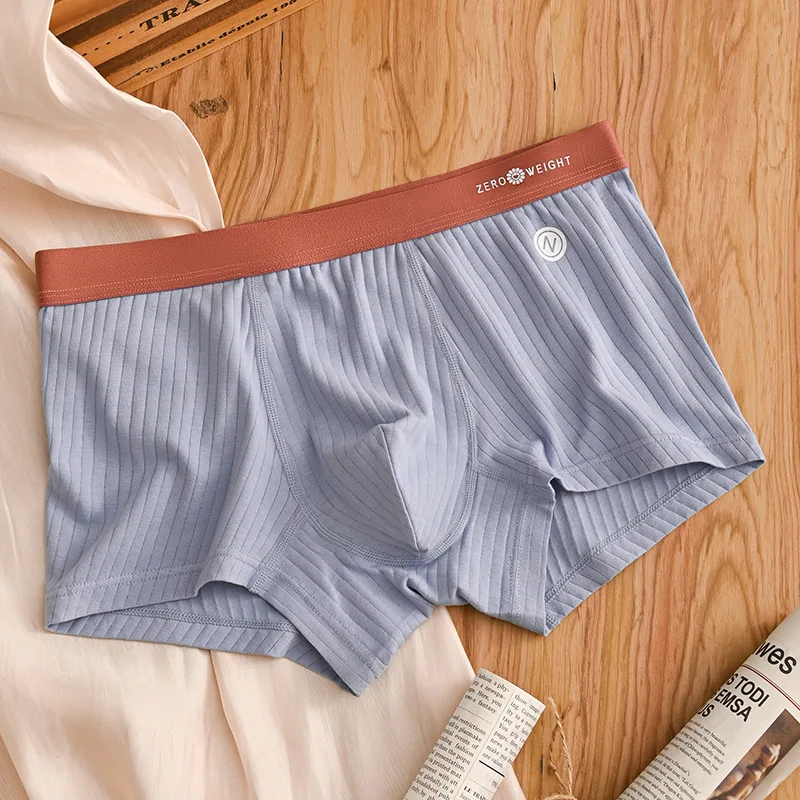 1PCS Boxer Shorts Herren Höschen Baumwolle männer Unterwäsche Atmungsaktiv Mann U Konvexen Dessous Komfortable Gestreiften Männer Boxer Image