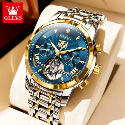 OLEVS 9965 montre pour hommes classique évider automatique montre mécanique mouvement Original étanche lumineux calendrier année lune