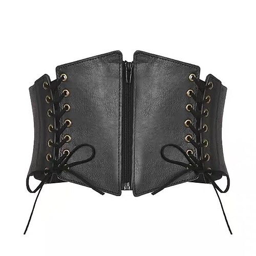 Punk Gothic Mittelalterlich Renaissance Korsett Taillengürtel Reißverschluss Kostüm Damen Keltisch Seeräuber Fantasie Halloween Karneval Party LARP Erwachsene Gürtel Image
