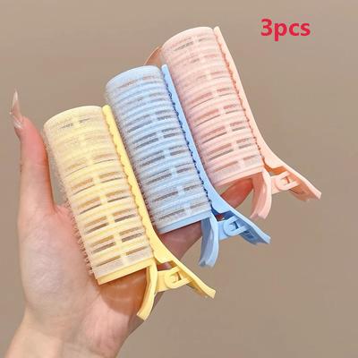 TEMU Aylhfo 3pcs Heatless Hair Curler Set With Self-adhesive Hooks - Diy Fluffy Styling Tools For Women, Hair Clips Image