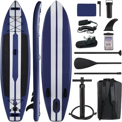 11FT Inflatable Stand Up Paddle Board, 3 Fins Paddleboard with Full SUP Accessories for All Skill