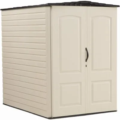 Large Vertical Resin Outdoor Storage Shed With Floor (6.2 x 4.6 Ft), Weather Resistant, Beige/Brown,