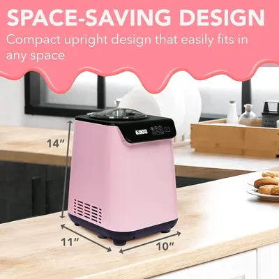Ice Cream Maker Machine Automatic 1.28 Qt Upright with Built-in Compressor, LCD Digital Display &