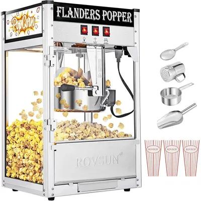 Popcorn Machine with 8 Ounce Kettle Makes Up to 32 Cups, Commercial Popcorn Machine Countertop