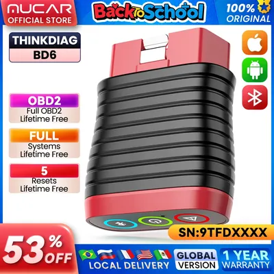 THINKCAR BD6 OBD2 Scanner for Car,All System Car Code Readers Scan Tools for iPhone & Android Wireless OBD2 Auto Diagnostic Tool
