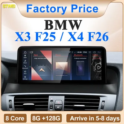 2024 New ID6 ID7 ID8 UI 10.25inch Android System Wireless Carplay AUTO For BMW X3 F25 X4 F26 CIC NBT