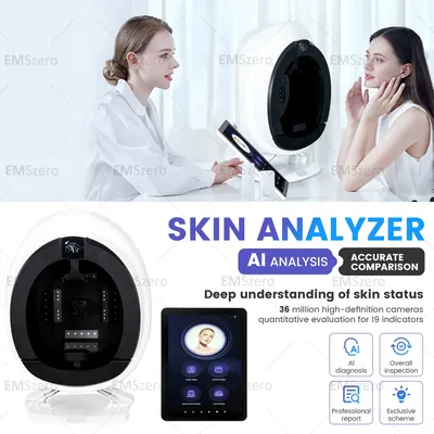 3D skin scanner, facial care analyzer, monitoring machine, magic mirror portable detection English