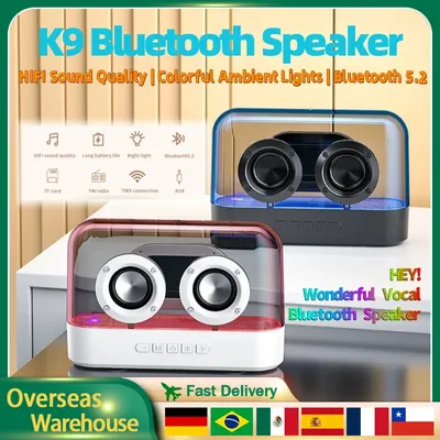 Lewinner K9 Bluetooth Speakers Wireless Transparent Portable Sounds Box High Quality AUX FM Radio