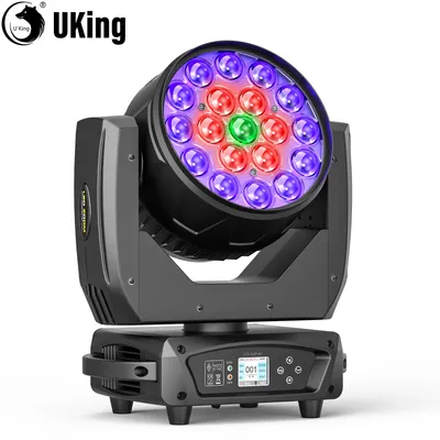U'King Upgrade 200W Beam Wash Zoom Moving Head Light 19X15W RGBW LED Stage Lights DMX512 DJ Light For DJ Disco KTV Bar Nightclub