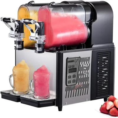 with Temperature Preservation, Slushy Maker Machine for Supermarkets Cafes Restaurants Bars, Black