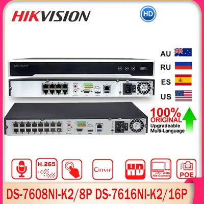 Hikvision Network Video Recorder DS-7608NI-K2/8P DS-7616NI-K2/16P 4K 8/16CH PoE NVR 8MP 4K 2SATA