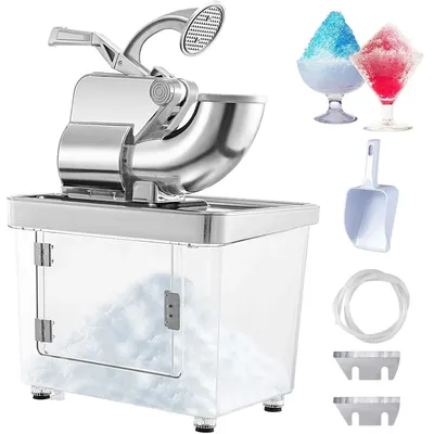 110V Commercial Ice Crusher 661LBS/H, ETL Approved 300W Electric Snow Cone Machine with Dual Blades,