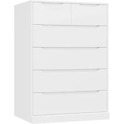 HOSTACK Modern 6 Drawer Dresser for Bedroom, Tall Chest of Drawers with Storage, Large Wood Storage