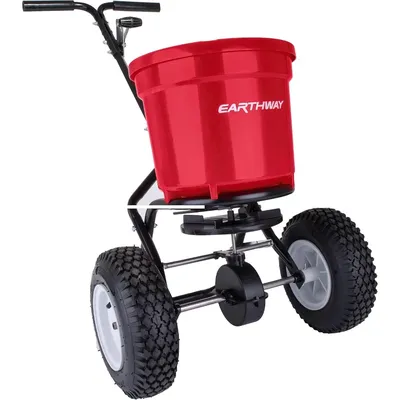 2150 Commercial Broadcast Fertilizer Spreader. Walk-Behind Push Garden Seeder with Adjustable Drop