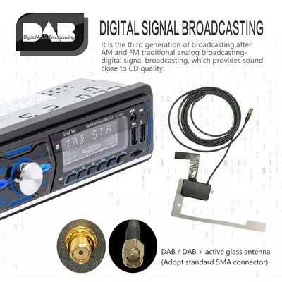 Dual USB Stereo Player RDS AM FM Digital Car Radio DAB+ Central Multimedia 1Din SD AUX Stereo Audio