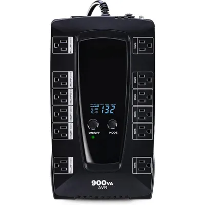 AVRG900LCD Intelligent LCD UPS System, 900VA/480W, 12 Outlets, AVR, Compact