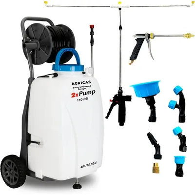 10.5 Gal Battery Powered Sprayer, Double Professional Pump and Adjustable HD Wand and Nozzles,