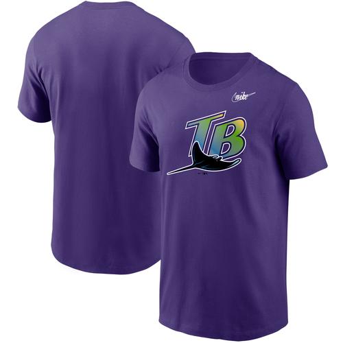 Lila Nike Tampa Bay Rays Cooperstown Collection Logo-T-Shirt für Herren