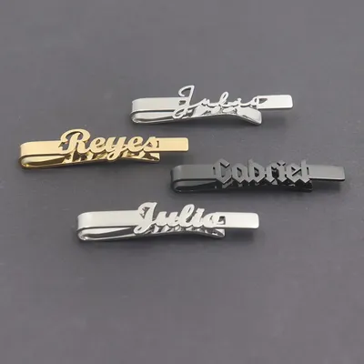 Custom Name Tie Clip for Men Stainless Steel Personalized Letters Tie Pin Wedding Jewelry Groomsman