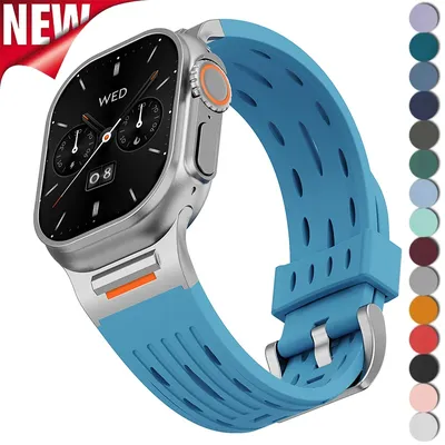 Silicone Strap for Apple Watch Band Ultra 2 49mm 46mm 42mm 45mm 44mm 40 41mm Breathe Bracelet for