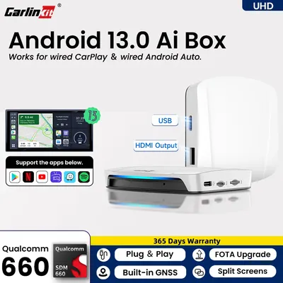 Carlinkit Android 13 Ai Box SDM660 UHD CarPlay Android Auto Wireless HDMI Output Support Netflix