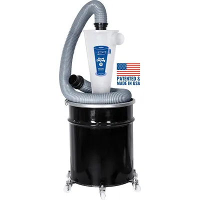 Dust Deputy 2.5 Deluxe Cyclone Separator Kit with 10-Gallon Mobile Steel Dust Bin for Wet/Dry Shop