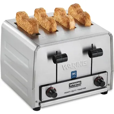 Waring Commercial WCT800 4-Slice Heavy Duty Commercial Pop-Up Toaster, 120V, 2200W5-20 Phase Plug