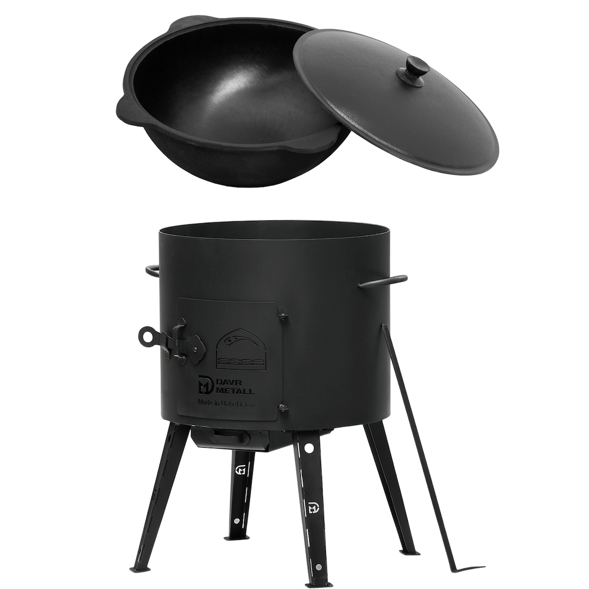 4BIG.fun Ø44 Uchag 2mm stahl Utschak Utschag Kochen im Freienofen 16L Kazan Rund Kessel Feuerstelle Feldküche Außenküche Eintopfofen Gulaschkanone Image