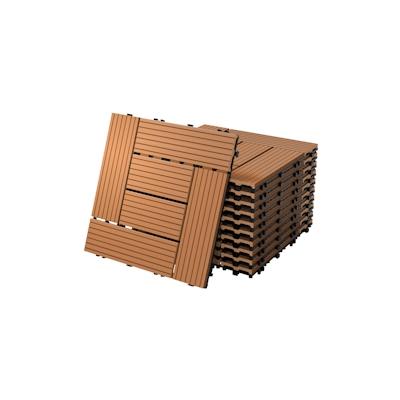 ECD Germany 11x WPC Terrassenfliesen Balkonfliese Klickfliese Mosaik 30x30cm Hellbraun 1 m² Image