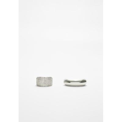Stradivarius Set of 2 rhinestone metal hair ties Grey OS