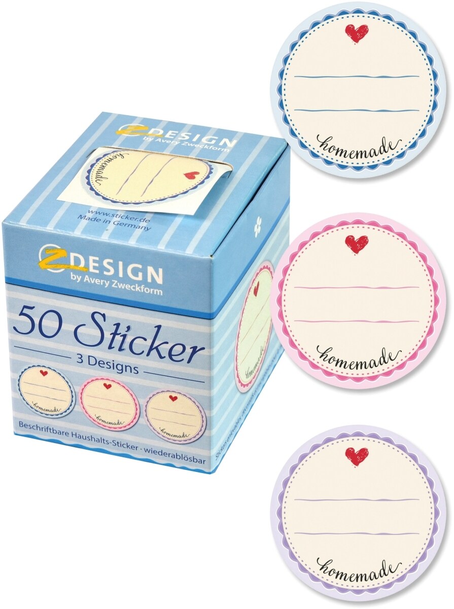 Z-Design Sticker auf Rolle Motiv Homemade rund 38mm 3 Motive bunt 50 Stück Image